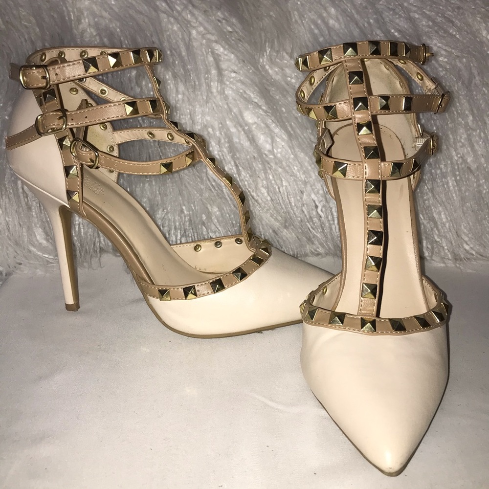 Cream Studded Heel